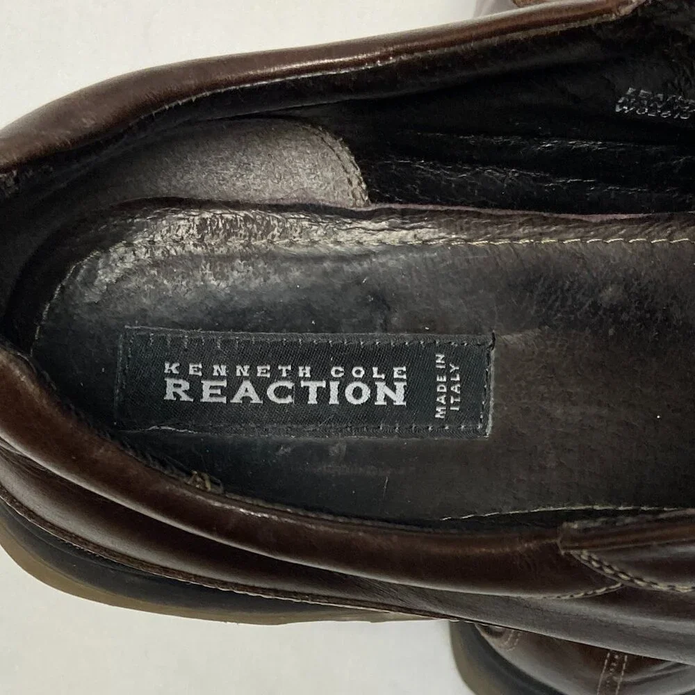 Kenneth Cole Reaction 12M Leather Tie Oxford Bowling Style Shoes Italy Split-Toe